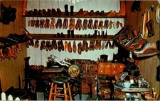 Pioneer Village Cobbler Shop Interior Near Lincoln Nebraska Chrome Postcard