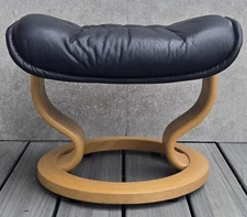 Vtg MCM Ekornes Norway Stressless Pouf Footstool Ottoman for Chair FREE US SHIP