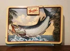 Vintage 1954 Goebel Beer Sports Series 3D Tarpoon Litho Cardboard Sign 18 x 13
