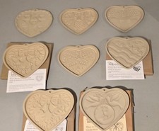 Pampered Chef Stoneware Cookie Mold Lot 8 Vintage Hearts RARE 1993-2005