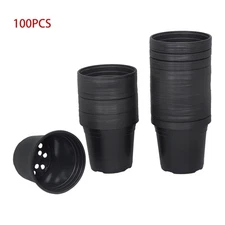 100 Pack 5/6 Inch Nursery Pots For Plants Plastic Plant Pots With Drainage Holes