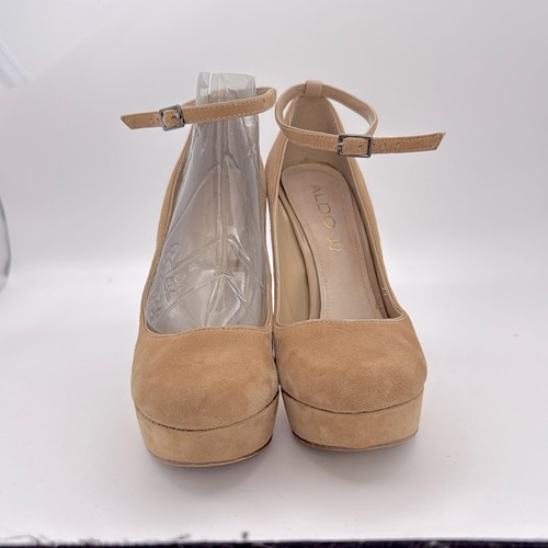 Aldo - women’s Tan Suede platform stiletto heel ankle strap pumps shoes 8 / 38.5 - Picture 2 of 8