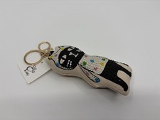 Embellished Cat Keychain / Bag Charm   Fabric  Rhinestone Detail