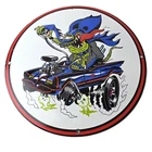 Vintage Bat Man Rat Fink Porcelain Sign - Ed Big Daddy Roth Hot Rod Wall Sign