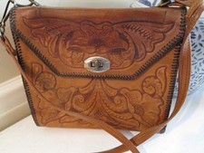 VTG Hand Tooled Leather Shoulder Bag Western Purse Saddle Bag 60's-70's