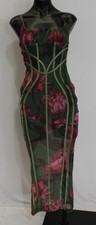 Pretty Little Thing Women's Mesh Midaxi Dress EH6 Green Floral Size 0 NWT