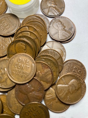 1933-D LINCOLN WHEAT CENT ROLL, HIGH GRADE, 50 COINS, ALL COINS "FINE" - Picture 3 of 4