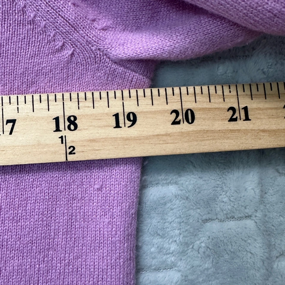 Suéter Everlane Para Mujer Talla M Lavanda Cachemira Cuello Redondo Puños a Rayas Preppy Foto 4 de 4