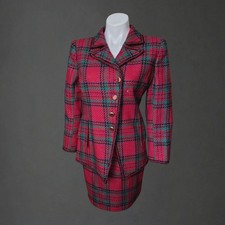 Vintage Ungaro Parallele Paris Plaid/Tweed Skirt Suit   Size 8   Rare Find
