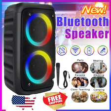 Portable Bluetooth Speaker With 2-Sub Woofer Heavy Bass Loud Sound Party System