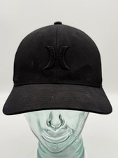 Hurley Flex Fit Hat Cap Black Fitted L/XL H2O Dri Embroidered Logo Polyester