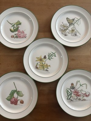 5~ JKW Bavaria Germany Floral Salad Dessert 8  Plates Lilly Rose by Rudy Lorel