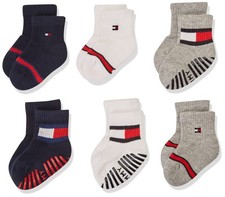 Tommy Hilfiger Unisex Baby CREW SOCK, weiß/grau/marine, 15 UK