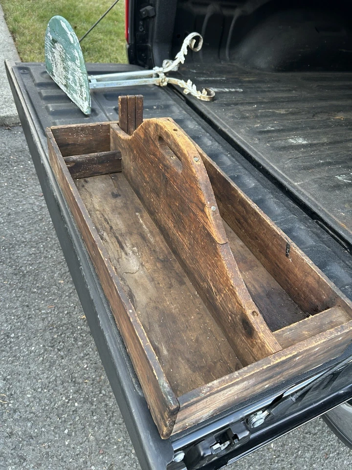 Lg Antique Wooden Tool Caddy Primitive Farmhouse Decor - Image 2 of 4