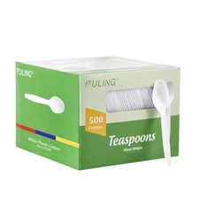 500 Count Heavy Duty White Plastic Tea Spoons Disposable Cutlery Party Utensi...
