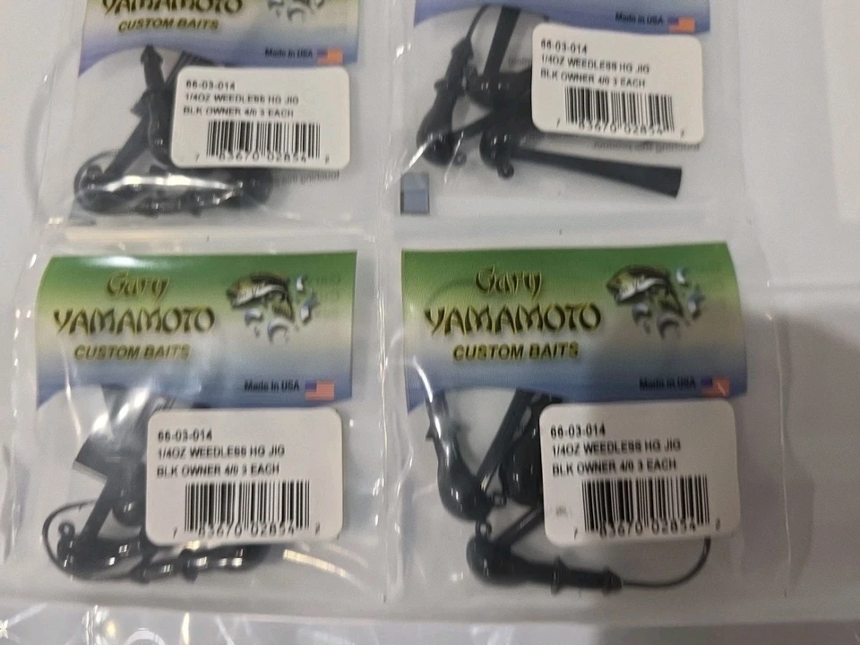 Lot of 4- Gary Yamamoto Weedless Bass Jig 1/4oz Blak Owner 4/0 Soft Plastic Lure - Image 3 of 4
