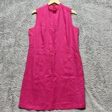 Talbots Dress Womens 14 Pink Irish Linen Sleeveless Shift Barbiecore Resort