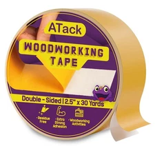 ATack 2.5-Inch by 30-Yards, White Adhesive, Yellow Adhesive Liner 