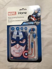 Marvel iHome Captain America Noise Isolating Earphones with Carry Pouch - NEW 