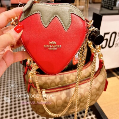 NWT Coach Strawberry Coin Case CI182 crossbody chain strap | eBay
