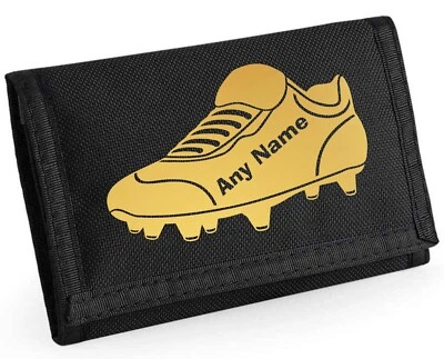 PRESENT2FUTURE Football Rugby Boot Design Personalised Boys Kids Ripper Wallet With Coin Holder