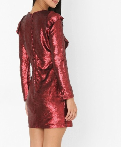 GLAMOROUS RED SEQUIN FRILL DRESS SIZE XS S M OR UK 8 10 12 NEW - Picture 3 of 5