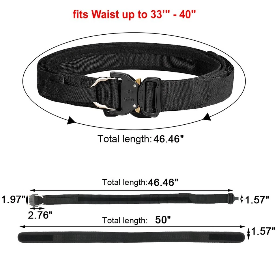 Cinturón de batalla táctico de liberación rápida de 2 capas MOLLE cinturón de hebilla de metal de alta resistencia Foto 3 de 4
