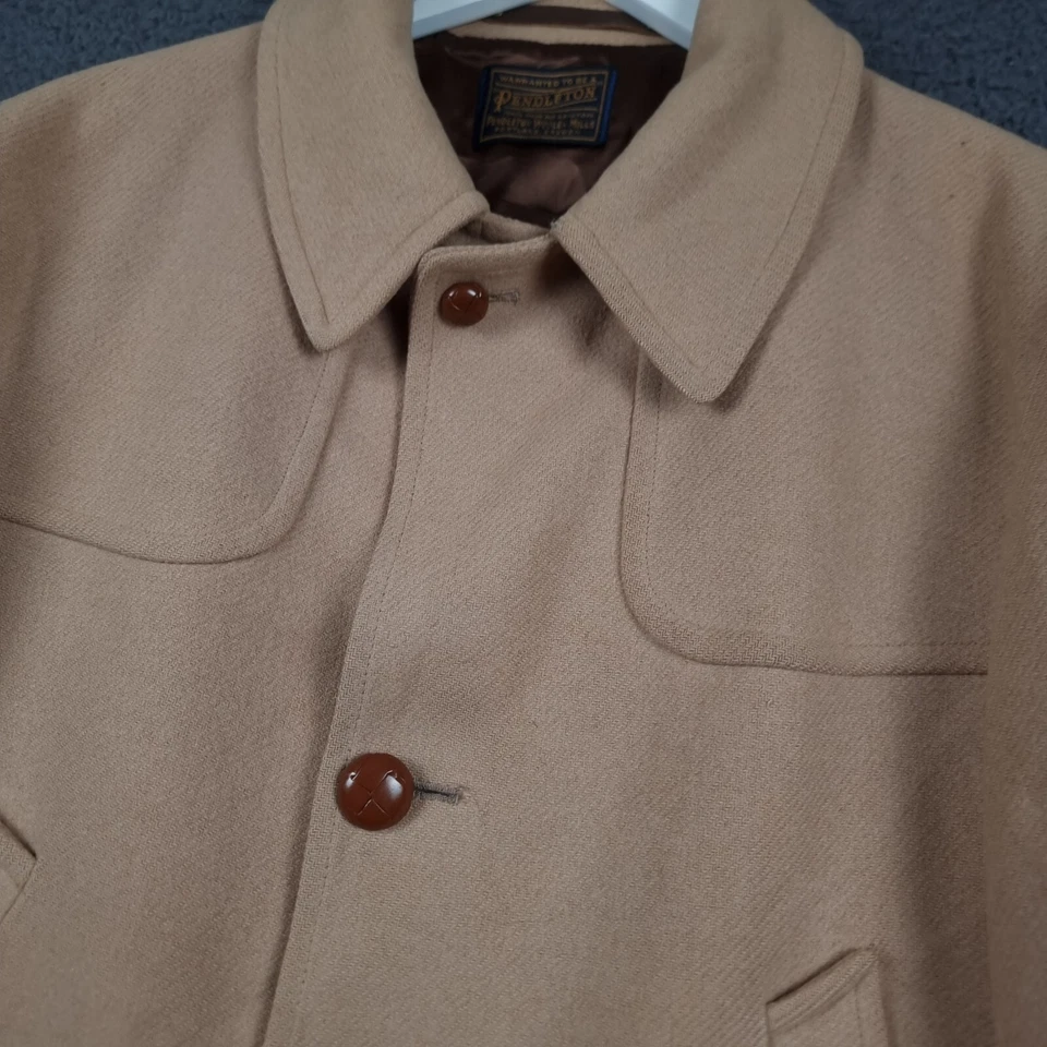 Vintage PENDLETON Coat Mens XL Brown Overcoat Jacket Wool Lined Collared 70s - Image 2 of 4