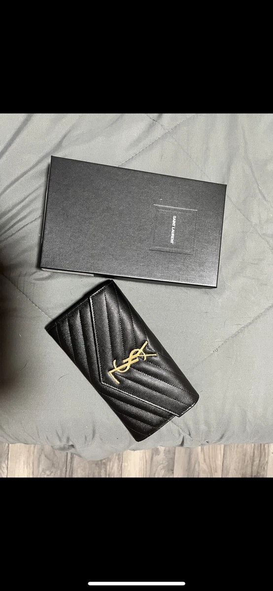 Saint Laurent Monogram Logo Leather Flap Wallet