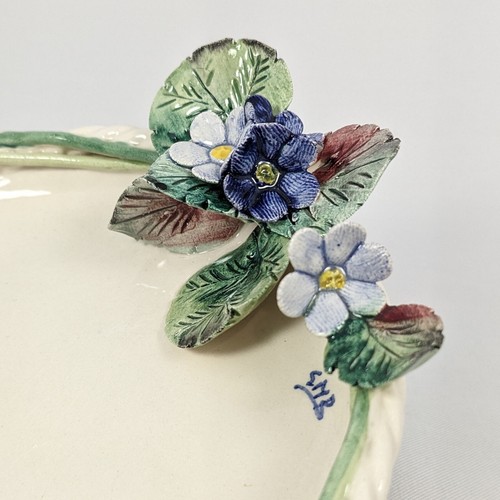 Trinket Dish Arte in Ceramica 3D Flowers Assisi Italy Signed by the Artist SMB