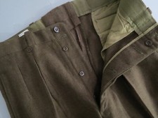 VTG 50's French Military Pressed tweed button fly heavy wool pants W-34 L-31