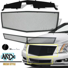 Black Mesh Grill Fits 2008-2013 Cadillac CTS Front Upper Lower Grille Combo