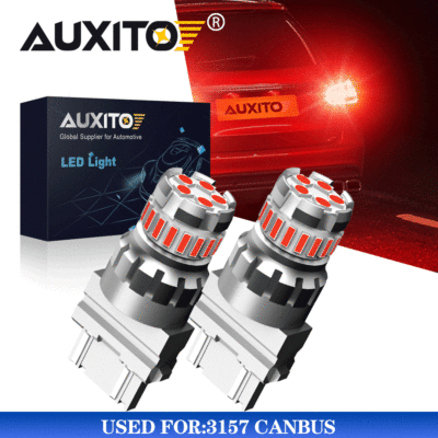 4pcs AUXITO Canbus 3157 3156 3457 3057 Red LED Brake Tail Turn Signal Light Bulb - Foto 5