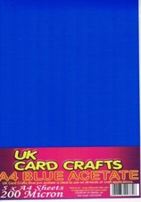 A4 Blue Acetate 200 Micron x 5 Sheets - Coloured, Dyslexia, Transparent Film
