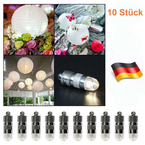 10 STK Weiß Papierlaterne Laterne Deko Feier Lampions Papierlampen mit Mini LEDs - Bild 1 von 28