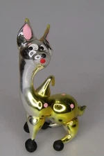 Vintage Blown Glass Annealed WHIMSICAL CAT Christmas Ornament De Carlini Italy