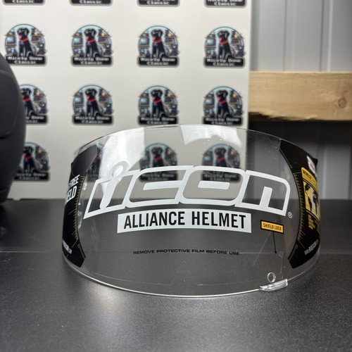 ICON Alliance Full Face Motorcycle Helmet Matte Black w/ Clear Visor Size L - Picture 2 of 9