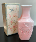 1982 Avon Pink Spring Dynasty Fragranced Rose Pink 7" tall Vase w Box