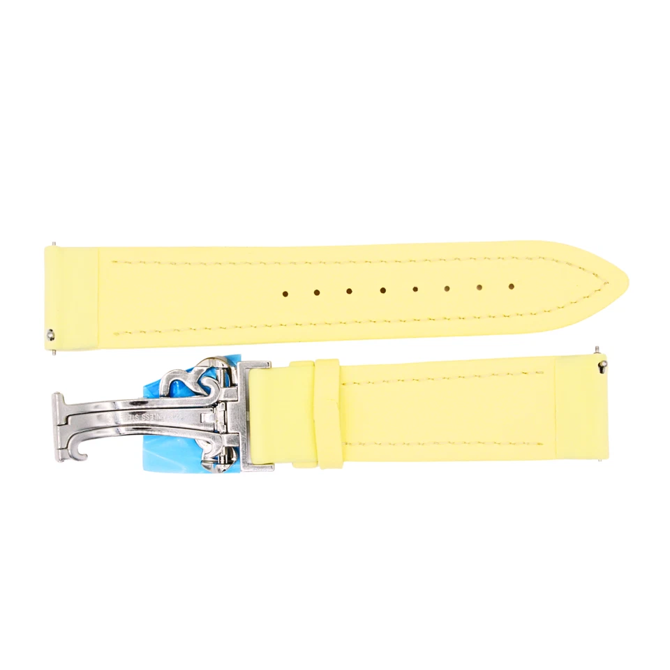 JACOB & CO AUTÉNTICA CORREA DE RELOJ AMARILLO PASTEL POLI 22M CON HEBILLA SE ADAPTA A RELOJ 47MM Foto 2 de 2