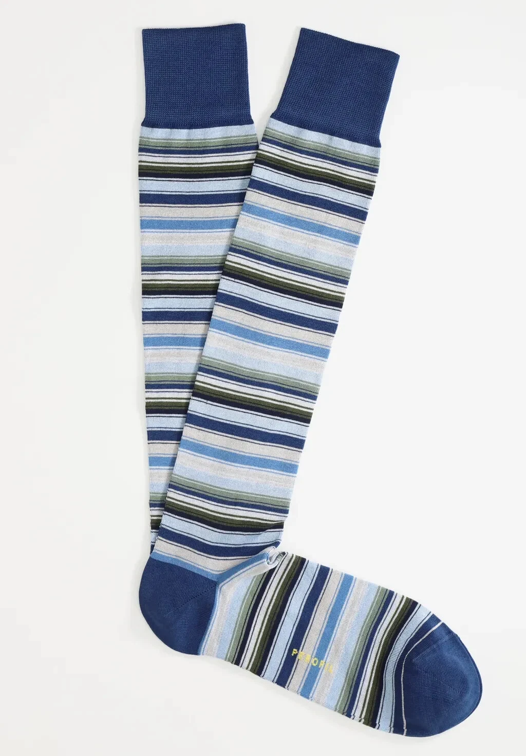 3 Pack Perofil Stretch Mercerized Cotton Long Striped Socks Evergreen NEW