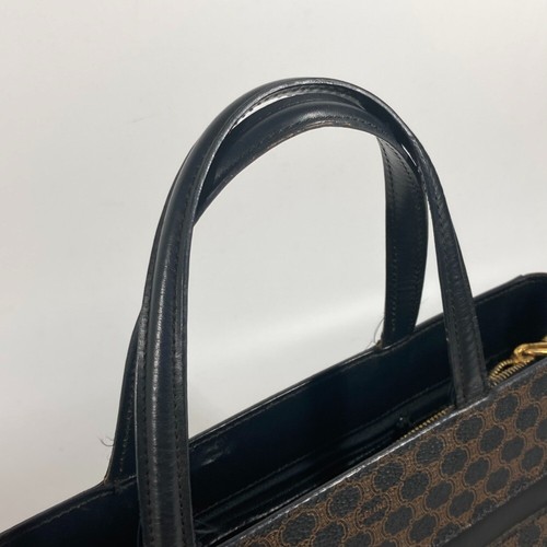 CELINE vintage Macadam Hand Bag Shoulder Bag Tote Bag Leather Black/Brown - Picture 6 of 17