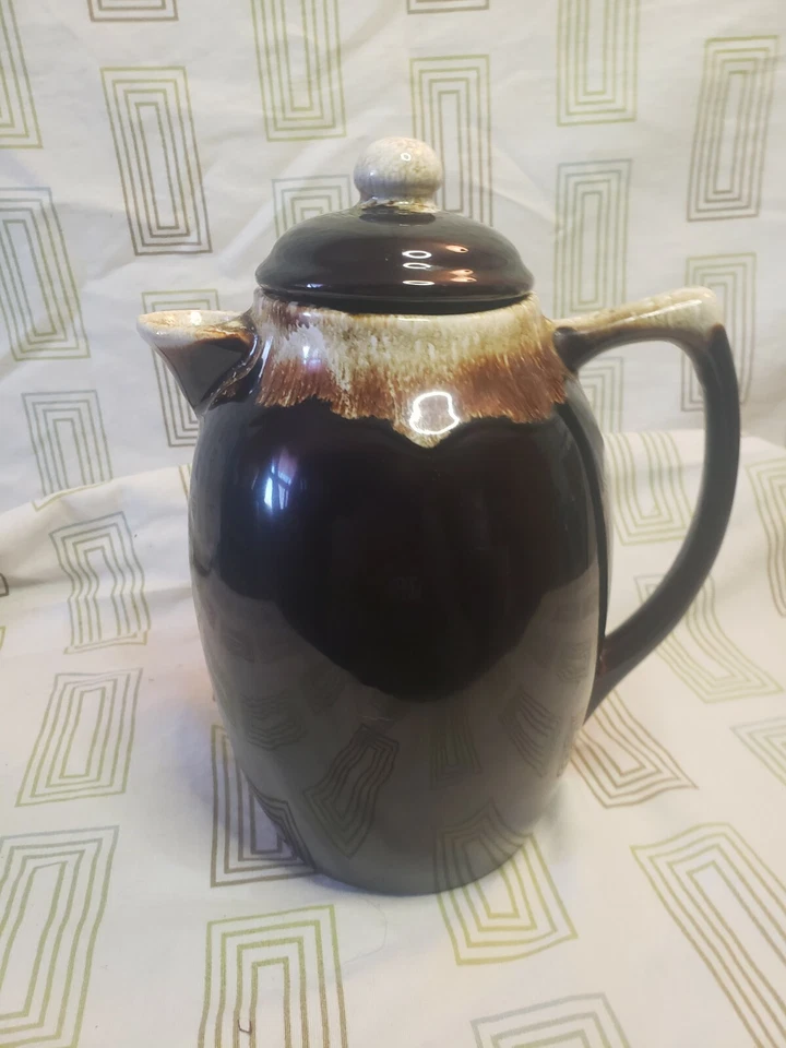 MCM PFALTZGRAFF Brown drip glaze coffee pitcher and lid 303 - Image 3 of 4