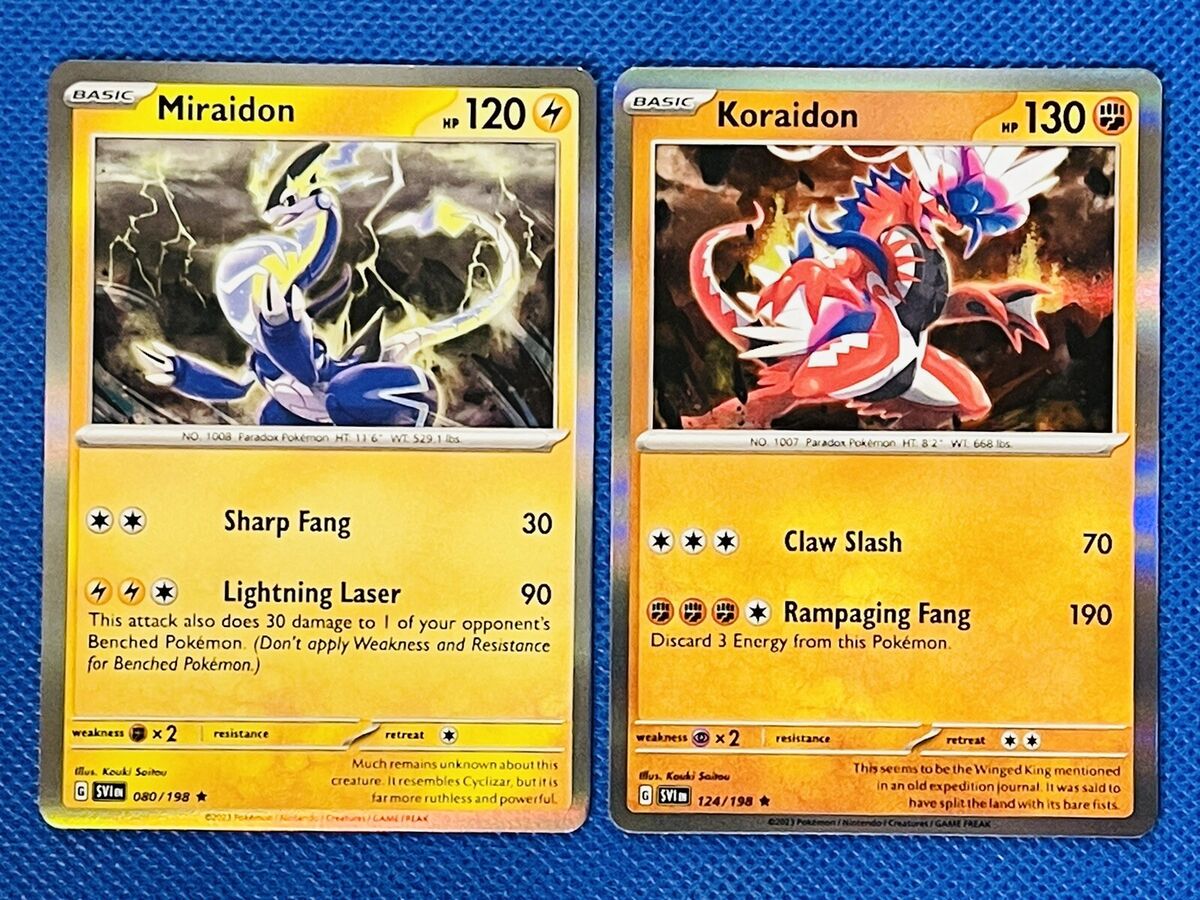 Koraidon & Miraidon - Scarlet & Violet - Legendary Pokemon 2 Card Lot -  080/198-124/198