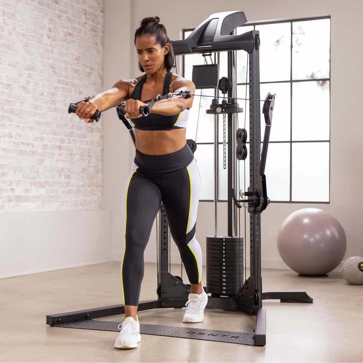 Home Gym Functional Trainer With Folding Workout Bench and 12