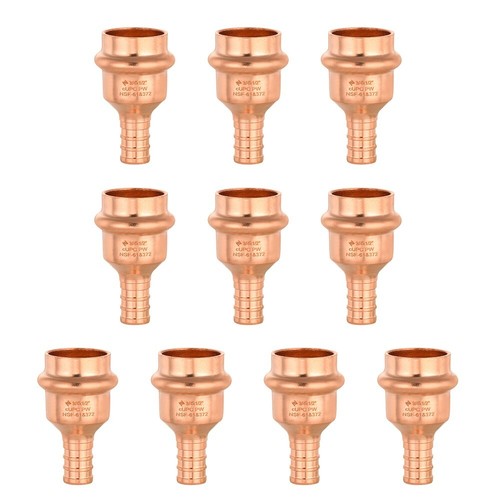 10 PCS EFIELD 3/4" Press X 1/2" PEX Crimp Coupling Copper Fittings, Lead Free