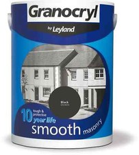 Granocryl Leyland Smooth Mason Paint Black 2.5L Exterior Wall Brick Stone Paint
