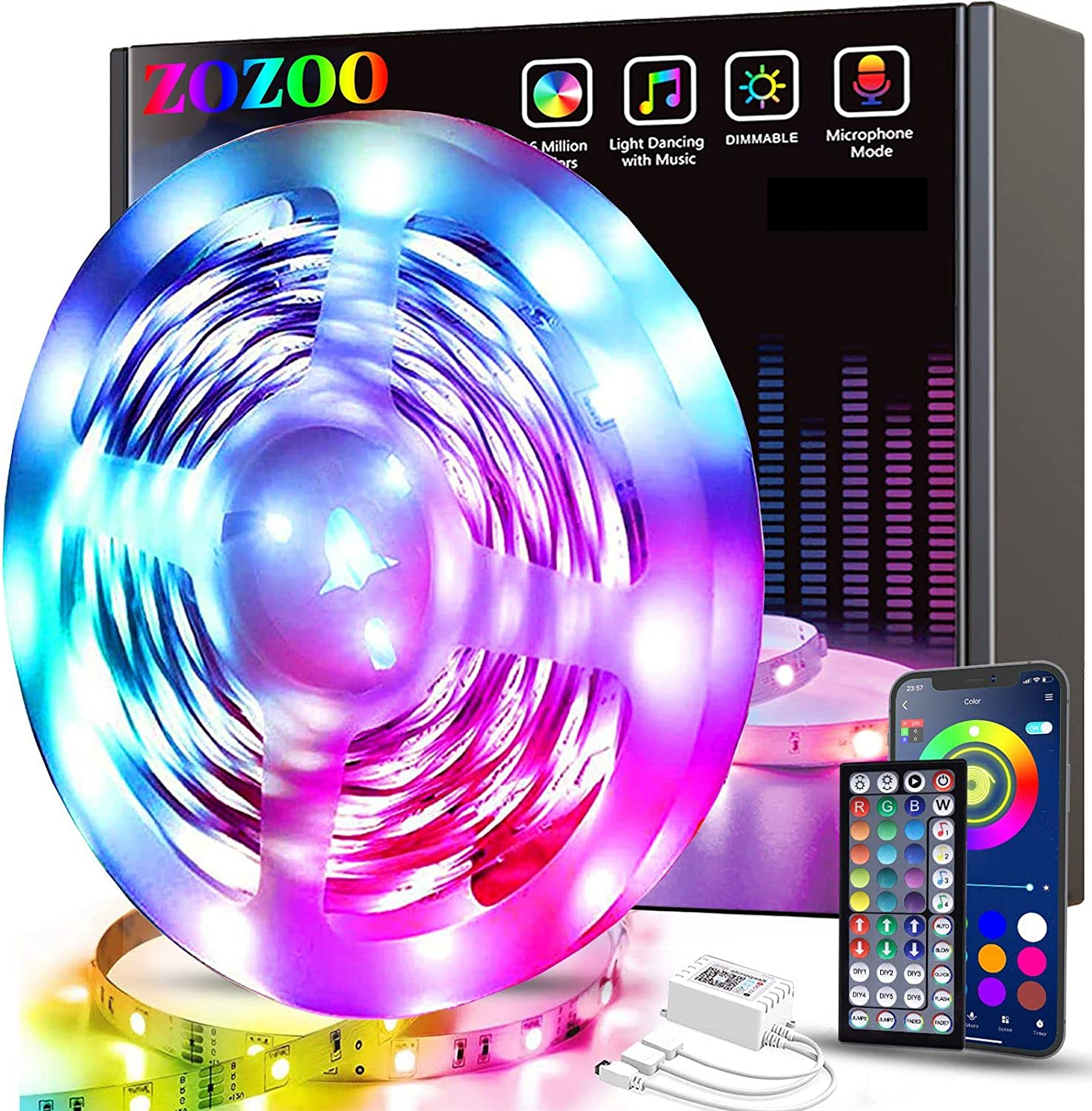 32.8Ft Smart LED Lights for Bedroom, Bluetooth LED Lights APP & Remote Control,