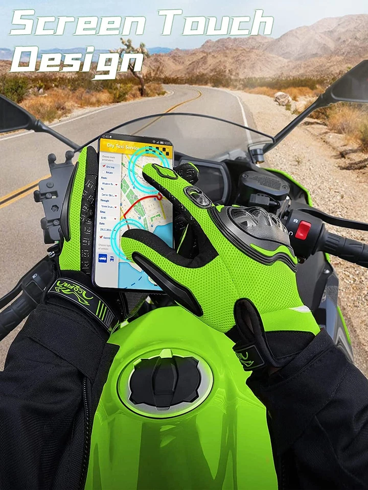 Guante de moto de verano para hombre y mujer, malla transpirable (verde, talla: XL) Foto 4 de 4