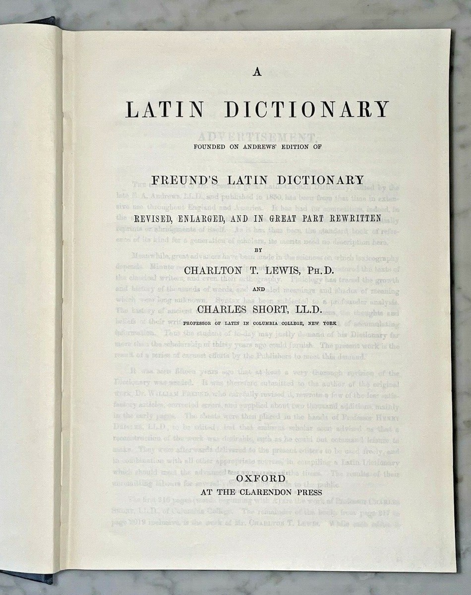 A Latin Dictionary by Charlton T. Lewis & Charles Short, Oxford