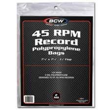 500 BCW 45RPM Record Single Acid Free Clear Archival 2 Mil Poly Bags